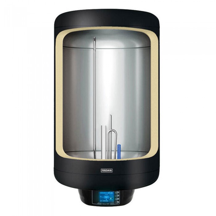 Вертикален бойлер Tedan Sirius inox WiFi 80 Black 2kW - неръждаем
